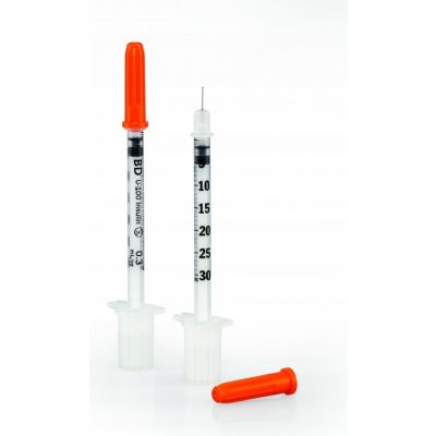BD 0.3 ml x 8 mm DEMI U-100 Inzulin stříkačky 100 ks