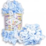 Alize Puffy Color 5865 modrá a bílá – Zboží Dáma