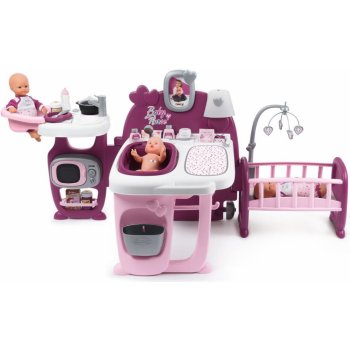 Smoby Set domeček pro panenku Violette Baby Nurse Large Doll's Play Center Smoby a hluboký kočárek pro panenku