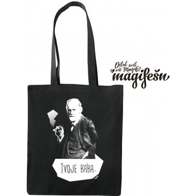 Magifešn Fair Trade taška Medium Freud Tvoje bába Bílá Černá – Zboží Mobilmania