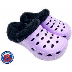 FLAMEshoes dámské zateplené clogsy A-002-M Světle fialová/černá