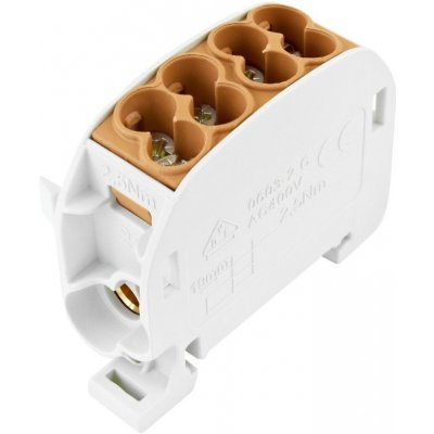 Eleman HLAK 25//1 C rozbočovací svorkovnice na DIN lištu 100A hnědá pro 4 vodiče (2x do 16mm2, 2x do 25mm2) /1006531/ – Sleviste.cz