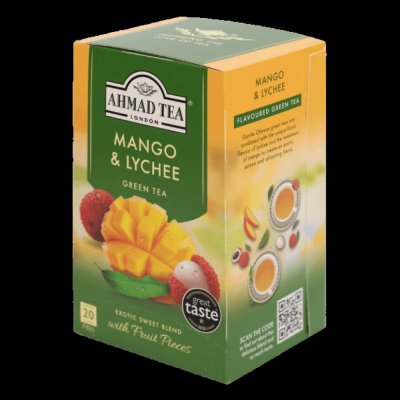 Ahmad Tea Mango & Lychee zelený porcovaný čaj 20 x 2 g – Zboží Mobilmania