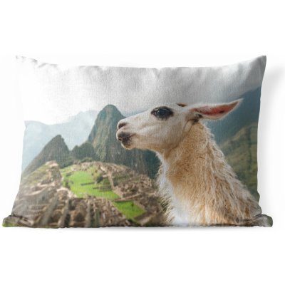 MuchoWow Vnější polštář Lama Machu Picchu Bílá 50x30