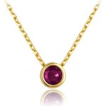 Minet Decentní zlatý náhrdelník s vínovým zirkonem JMG0311RGN46 – Zboží Mobilmania