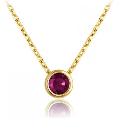 Minet Decentní zlatý náhrdelník s vínovým zirkonem JMG0311RGN46 – Zboží Mobilmania
