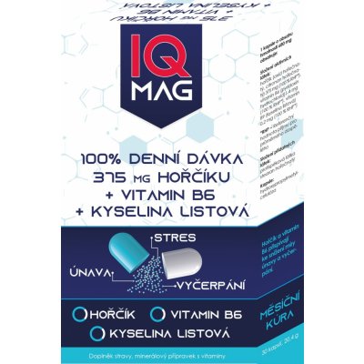 Naturprodukt IQ Mag hořčík 375 mg + B6 + kyselina listová 30 kapslí – Hledejceny.cz