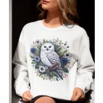 Bílá sova mezi květy v1 unisex mikina bílá – Zboží Mobilmania