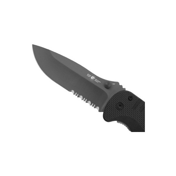 Pracovní nůž Zavírací záchranářský nůž, ESP, Černý, Kombinované ostří