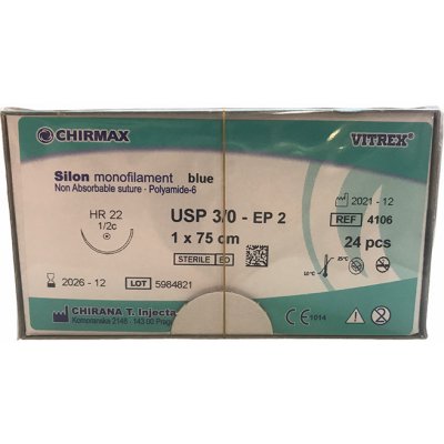 Silon monofil modrý 3/0 (EP2) 1 x 75cm, HR22, 24 ks – Sleviste.cz