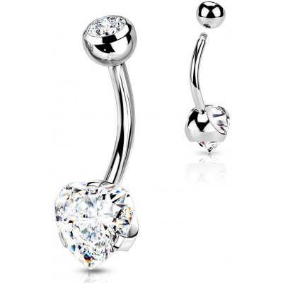 Šperky4U piercing do pupíku srdce čirá BS1064-C – Zboží Mobilmania