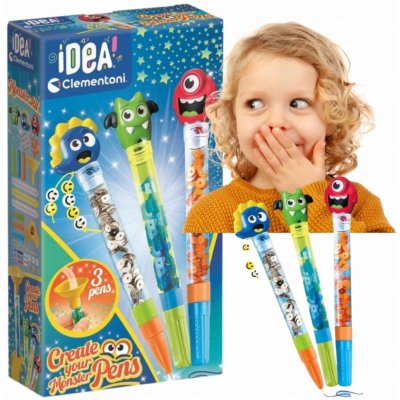 CLEMENTONI IDEA Kreativní sada pro výrobu per Monster – Zboží Mobilmania