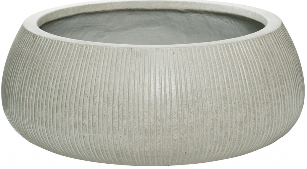 Pottery Pots Eileen Květináč , světle šedá (vertikální vroubkování), více í - PotteryPots : XL - v. 14 cm, ⌀ cm