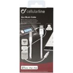 Audio kabel Cellularline Aux Music Cable, konektory Ligtning + 3,5 mm jack, MFI certifikace, bílé – Sleviste.cz