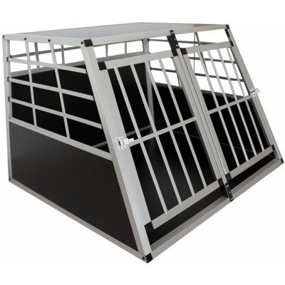 Juskys Přepravní box pro psy robustní a snadno udržovatelný 2 mřížkové dveře uzavíratelné hlinikový XL 96 x 91 x 70 cm