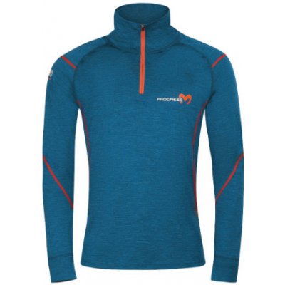 Progress MW NRZ pánský funkční merino rolák s krátkým zipem petrol melír – Zboží Dáma