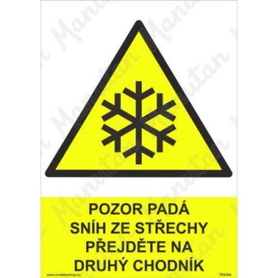Pozor padá sníh ze střechy přejděte na druhý chodník, plast 148 x 210 x 0,5 mm A5 – Zboží Mobilmania