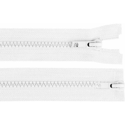 Zip kostěný No 5 dělitelný 2 jezdce / dvoucestný 65 cm bundový, malé, 101 bílá – Hledejceny.cz