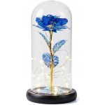 Medvídárek Svítící věčná růže ve skle - modro zlatá – Zboží Mobilmania