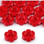 Knoflík plastový 15 mm květ-6 červený – Sleviste.cz