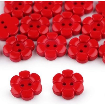 Knoflík plastový 15 mm květ-6 červený – Sleviste.cz