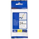 Páska do štítkovače Brother TZE-FX251, 24mm, černý tisk/bílý podklad, originál – Zboží Živě