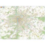 Excart Maps Praha - nástěnná mapa 160 x 120 cm Varianta: bez rámu v tubusu, Provedení: laminovaná mapa s očky – Zboží Dáma