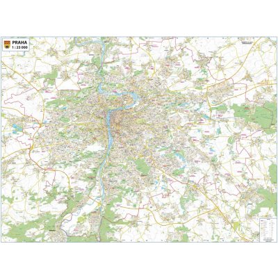 Excart Maps Praha - nástěnná mapa 160 x 120 cm Varianta: bez rámu v tubusu, Provedení: laminovaná mapa s očky – Zboží Dáma