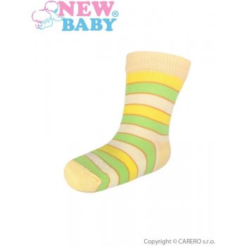 New Baby dětské ponožky s širokým pruhem žluto-zelené