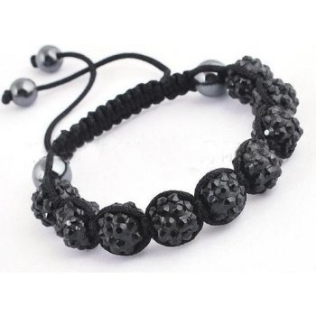 Shamballa náramek s černými korálky SSBSM-02