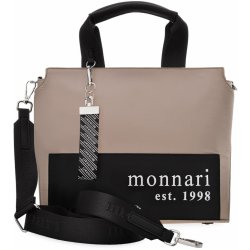 Monnari dámská kabelka shopper aktovka urban letterman bag s kroužkem na klíče a popruhem s logem béžová