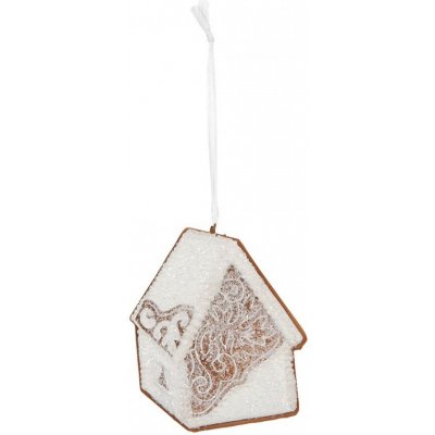 Závěsná dekorace zasněžená perníková chaloupka Frosted Ginger - 9*1*10 cm - Clayre & Eef – Hledejceny.cz