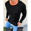Pánský rolák Basic pánský stylový pletený svetr s kulatým výstřihem wx1598 černý