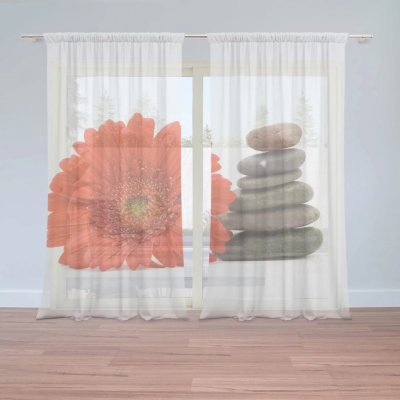 Záclony Gerbera s kameny: 2 ks - 150x250 cm - Sablio – Hledejceny.cz