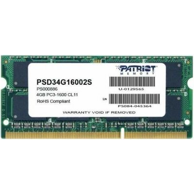 Patriot Signature Line PSD34G16002S DDR3 1x 4 GB 1600 MHz CL11 1,50 V PSD34G16002S – Zbozi.Blesk.cz