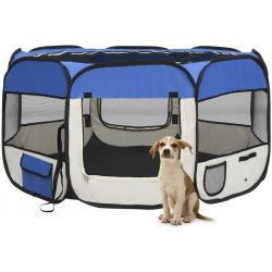 zahrada-XL Skládací ohrádka pro psy s taškou modrá 125 x 125 x 61 cm