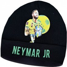 Numberoplus Dětská fotbalová pletená čepice Neymar JR Černá