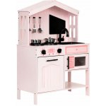 ECOTOYS PLK563P Dřevěná kuchyňka s troubou, mikrovlnkou a příslušenstvím, růžová – Hledejceny.cz