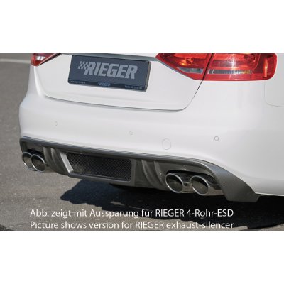 Rieger Tuning vložka zadního nárazníku pro Audi A4 B8, B81 avant, sedan před faceliftem, plast ABS s povrchovou úpravou Carbon-Look, S-Line, pro orig. dvojitou koncovku vlevo