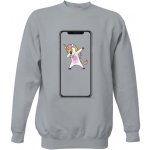 Unisex mikina bez kapuce s potiskem Unicorn Iphone Šedá melír – Zboží Mobilmania