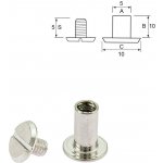 Pro Háčkování Nýt šroubovací 10 mm, Ø 5 mm nikl Počet: 10 ks – Zboží Dáma