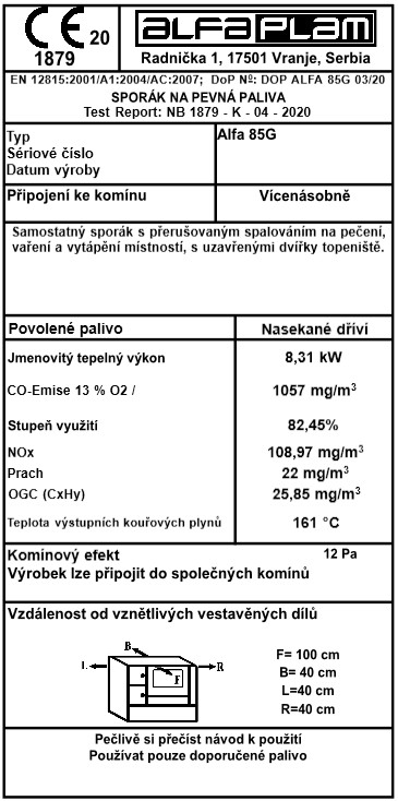 ALFA PLAM ALFA 85G ECO, 8,31 kW, levý, červený