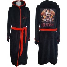 CurePink pánský župan Queen: Classic Crest černý fleece