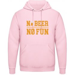 AWDis Hoodie Mikina Pivní design No Beer No Fun Miminkovská růžová