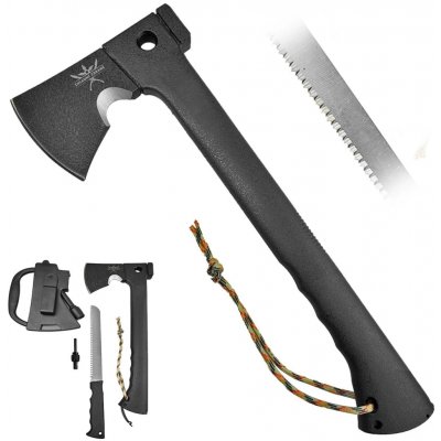 CHZ Outdoorová sekera se skrytou pilkou BLACK PARADE V.2 + křesadlo – Sleviste.cz