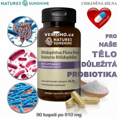 Nature’s Sunshine Bakterie Bifidophilus Flora Force 90 kapslí po 510 mg – Hledejceny.cz