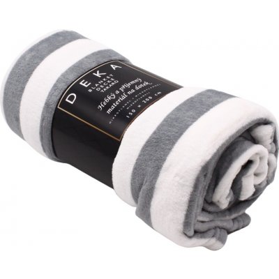 Home Elements Deka 220 GSM Šedá s bílými pruhy 150x200 – Zboží Dáma