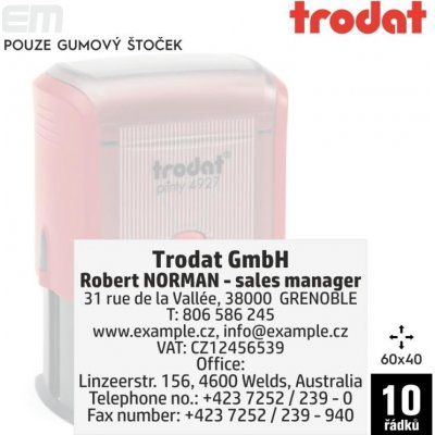 Trodat 4927 [ 60 x 40 mm pouze gumový štoček – Zboží Živě