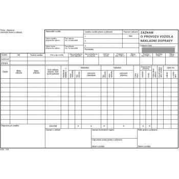 MSK 318 Záznam o provozu vozidla nákladní dopravy propisující