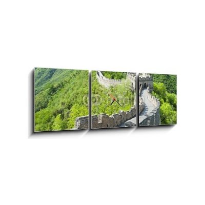 Obraz s hodinami 3D třídílný - 150 x 50 cm - The Great Wall of China Velká čínská zeď – Zboží Mobilmania